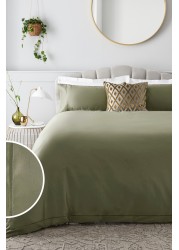 Collection Luxe 300 Thread Count 100% Cotton Sateen Duvet Cover And Pillowcase Set Satin Stitch