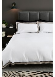 Collection Luxe 300 Thread Count 100% Cotton Sateen Duvet Cover And Pillowcase Set Border