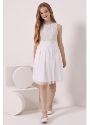 Maya Girl Sleeveless Sequin Tulle Dress