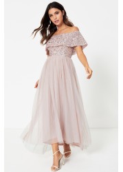 Maya Embellished Bardot Midaxi Dress