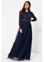 Maya Embellished Long Sleeve Maxi Dress Regular