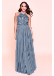 Maya Halterneck Delicate Sequin Maxi Dress Petite