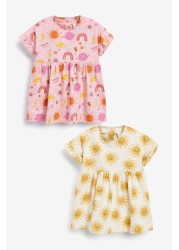 2 Pack Long Sleeved Floral Baby Dresses (0mths-3yrs)