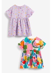 2 Pack Long Sleeved Floral Baby Dresses (0mths-3yrs)