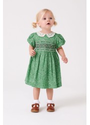 Lace Collar Shirred Cotton Dress (3mths-8yrs)