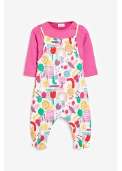 Baby Printed Dungarees And Bodysuit Set (0mths-3yrs)