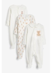 3 Pack Delicate Appliqué Baby Sleepsuits (0-2yrs)