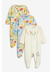 3 Pack Floral Baby Sleepsuits (0-2yrs)