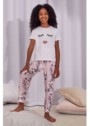 Lipsy Short Sleeve Long Leg Pyjama Set