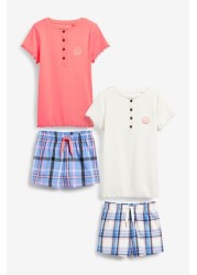 2 Pack Woven Bottom Short Pyjamas (3-16yrs)