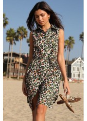 Lipsy Printed Sleeveless Shirt Dress Petite