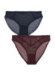 Embroidered Knickers 2 Pack High Leg