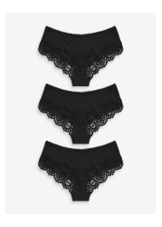 Lace Rib Knickers 3 Pack Short