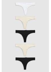 Cotton Knickers 5 Pack Thong