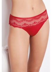 Microfibre And Lace Knickers Thong