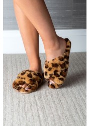 Pour Moi Faux Fur Crossover Slider Slipper