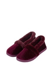 Totes Sparkle Velour Full Back Slipper