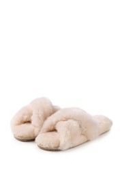 Just Sheepskin Daisy Cross Over Open Toe Slider Slipper