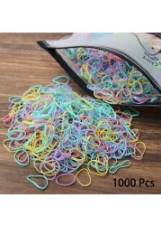 1000pcs Disposable Rubber Band Hairband For Kids Ponytail Hair Ties Colorful Elastic Hair Bands Baby Hair Accessories