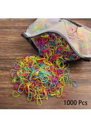 1000pcs Disposable Rubber Band Hairband For Kids Ponytail Hair Ties Colorful Elastic Hair Bands Baby Hair Accessories