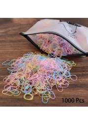 1000pcs Disposable Rubber Band Hairband For Kids Ponytail Hair Ties Colorful Elastic Hair Bands Baby Hair Accessories