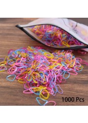 1000pcs Disposable Rubber Band Hairband For Kids Ponytail Hair Ties Colorful Elastic Hair Bands Baby Hair Accessories