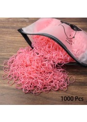 1000pcs Disposable Rubber Band Hairband For Kids Ponytail Hair Ties Colorful Elastic Hair Bands Baby Hair Accessories