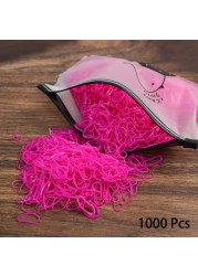 1000pcs Disposable Rubber Band Hairband For Kids Ponytail Hair Ties Colorful Elastic Hair Bands Baby Hair Accessories