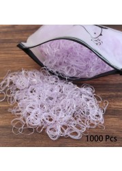 1000pcs Disposable Rubber Band Hairband For Kids Ponytail Hair Ties Colorful Elastic Hair Bands Baby Hair Accessories