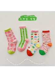 Children Baby Girls Leg Warmer Cartoon High Socks Cute Cotton Socks Toddler Spring Clothes 2022 Toddler Cartoon Socks 4pairs/lot