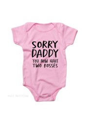 Newborn Baby Jumpsuit 0-18M Sorry Daddy As You Know Her Two Heads Funny Print Cotton Jumpsuit Baby Boy Short Sleeve Jumpsuit