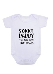 Newborn Baby Jumpsuit 0-18M Sorry Daddy As You Know Her Two Heads Funny Print Cotton Jumpsuit Baby Boy Short Sleeve Jumpsuit