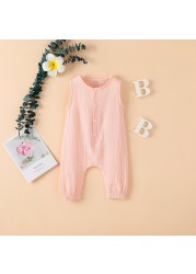 Summer Newborn Baby Boys Girls Romper Jumpsuit One Piece Solid Color Sleeveless Newborn Baby Clothes