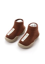 Unisex Baby Shoes First Shoes Baby Walkers Toddler First Walker Baby Girl Kids Soft Rubber Sole Baby Shoes Knit Socks Anti-slip