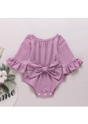 Baby clothes baby girls romper long sleeves with big bow comfy jumpsuit for newborn baby