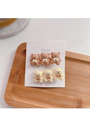 2pcs Korean Style Cute Bear Star Flower Hairpins for Girls Kids Baby Hair Clips Snap Hair Clips Hair Accessories for Baby Girl