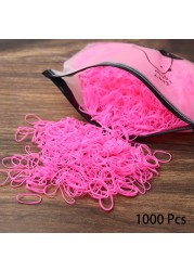 1000pcs Elastic Hair Bands Ponytail Hairband Colorful Rubber Band Scrunchies Disposable Baby Hair Accessories Cute Hair Ties