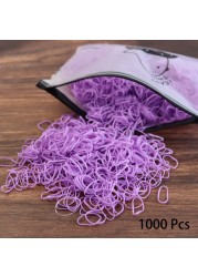 1000pcs Elastic Hair Bands Ponytail Hairband Colorful Rubber Band Scrunchies Disposable Baby Hair Accessories Cute Hair Ties