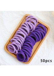 50pcs Girls Solid Color Big Rubber Band Ponytail Holder Gum Headwear Elastic Hair Bands Korean Girl Hair Accessories Ornaments