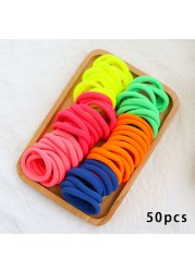 50pcs Girls Solid Color Big Rubber Band Ponytail Holder Gum Headwear Elastic Hair Bands Korean Girl Hair Accessories Ornaments