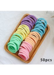 50pcs Girls Solid Color Big Rubber Band Ponytail Holder Gum Headwear Elastic Hair Bands Korean Girl Hair Accessories Ornaments