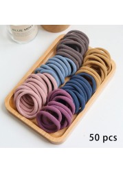 50pcs Girls Solid Color Big Rubber Band Ponytail Holder Gum Headwear Elastic Hair Bands Korean Girl Hair Accessories Ornaments