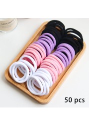 50pcs Girls Solid Color Big Rubber Band Ponytail Holder Gum Headwear Elastic Hair Bands Korean Girl Hair Accessories Ornaments