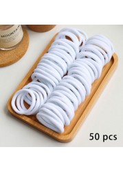 50pcs Girls Solid Color Big Rubber Band Ponytail Holder Gum Headwear Elastic Hair Bands Korean Girl Hair Accessories Ornaments