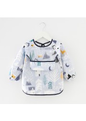 Baby Kids Toddler Long Sleeve Waterproof Scarf Art Smock Feeding Bib Pocket Infant Boys Girls Burp Cloths Bandana Bibs