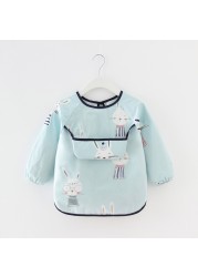 Baby Kids Toddler Long Sleeve Waterproof Scarf Art Smock Feeding Bib Pocket Infant Boys Girls Burp Cloths Bandana Bibs