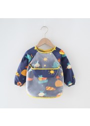 Baby Kids Toddler Long Sleeve Waterproof Scarf Art Smock Feeding Bib Pocket Infant Boys Girls Burp Cloths Bandana Bibs