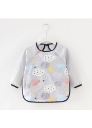 Baby Kids Toddler Long Sleeve Waterproof Scarf Art Smock Feeding Bib Pocket Infant Boys Girls Burp Cloths Bandana Bibs