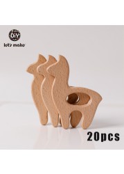 Let's Make 20pcs Wooden Teeth Natural Beech Wood Animal Wholesale DIY Bracelet Chain Accessories New Born BPA Free Elephant