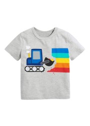 Little maven 2022 summer clothes baby boys children excavator T-shirt cotton lovely comfort and soft for kids 2-7 years old